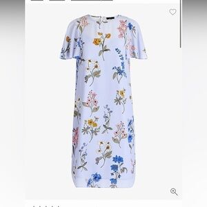 J. Crew Silk floral shift dress with flutter sleeves Sz small